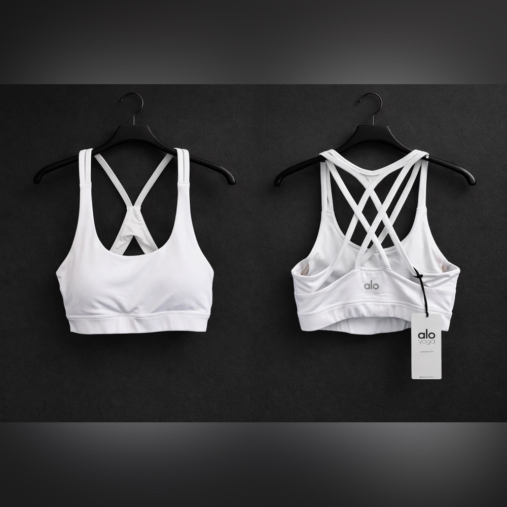 ALO Yoga White Airbrush Suspension Bra